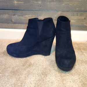 Black Wedge Booties (Suede like material) Size 8